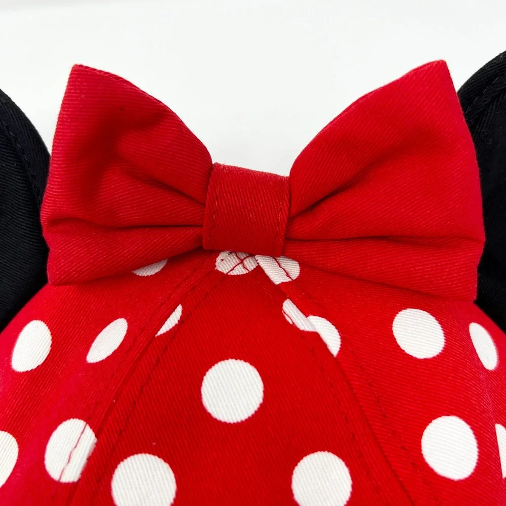 Disney Parks Minnie Mouse Red Polka Dot Bow Ears Cap Youth Snapback Hat